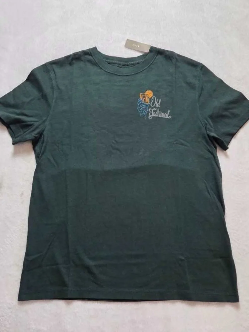 New M J.Crew vintage wash cotton Old Fashioned drink graphic t-shirt